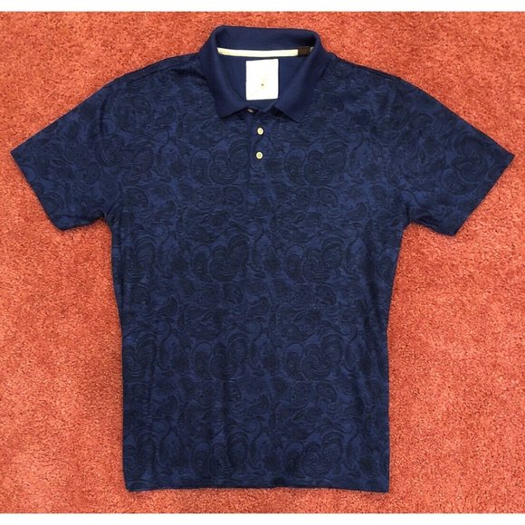 Men’s Size L Tasso Elba Island Blue Paisley Polo Shirt UPF Sun Protection VGC - Picture 1 of 3